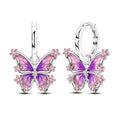 Amarante Jewelry Purple Blossom Butterfly Hoop Earrings
