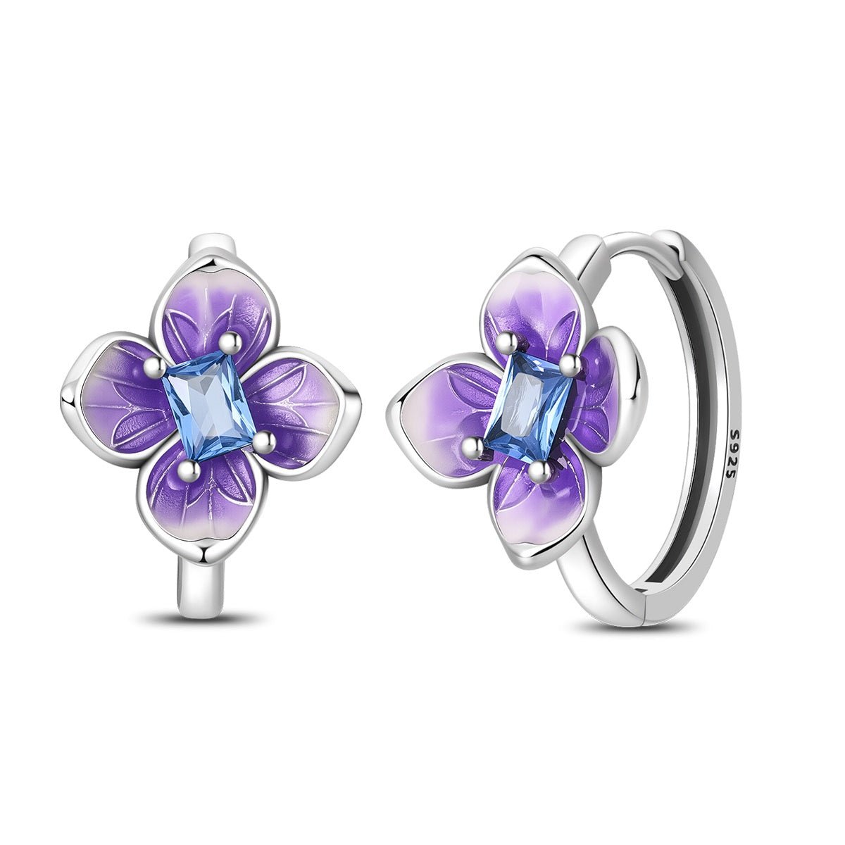 Amarante Jewelry Purple Blossom Flower Hoop Earrings