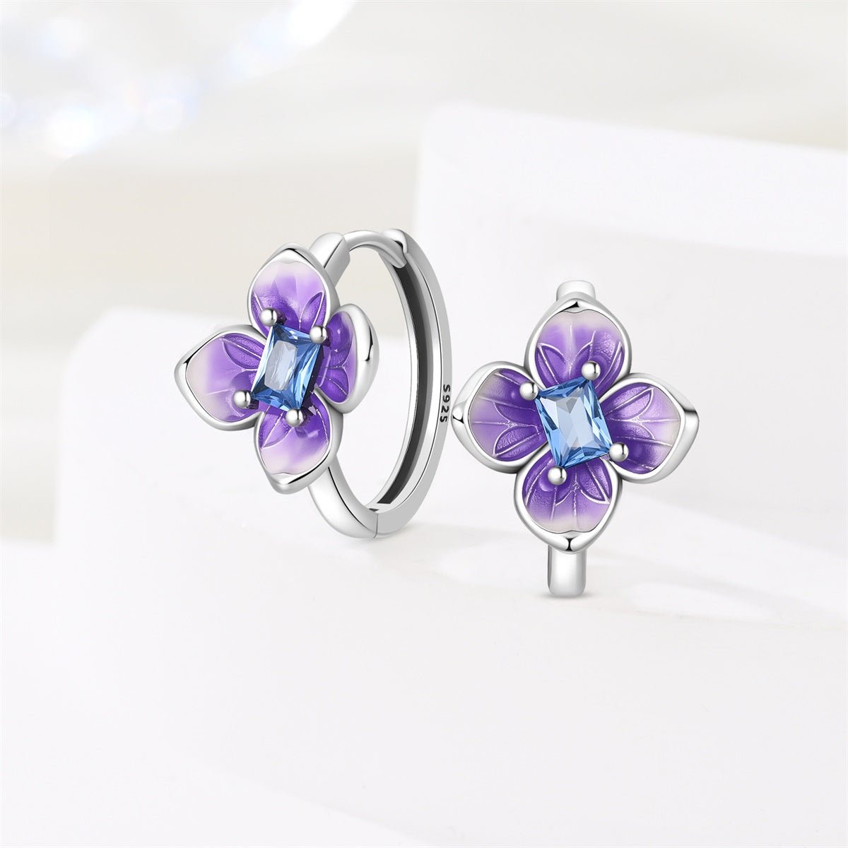 Amarante Jewelry Purple Blossom Flower Hoop Earrings
