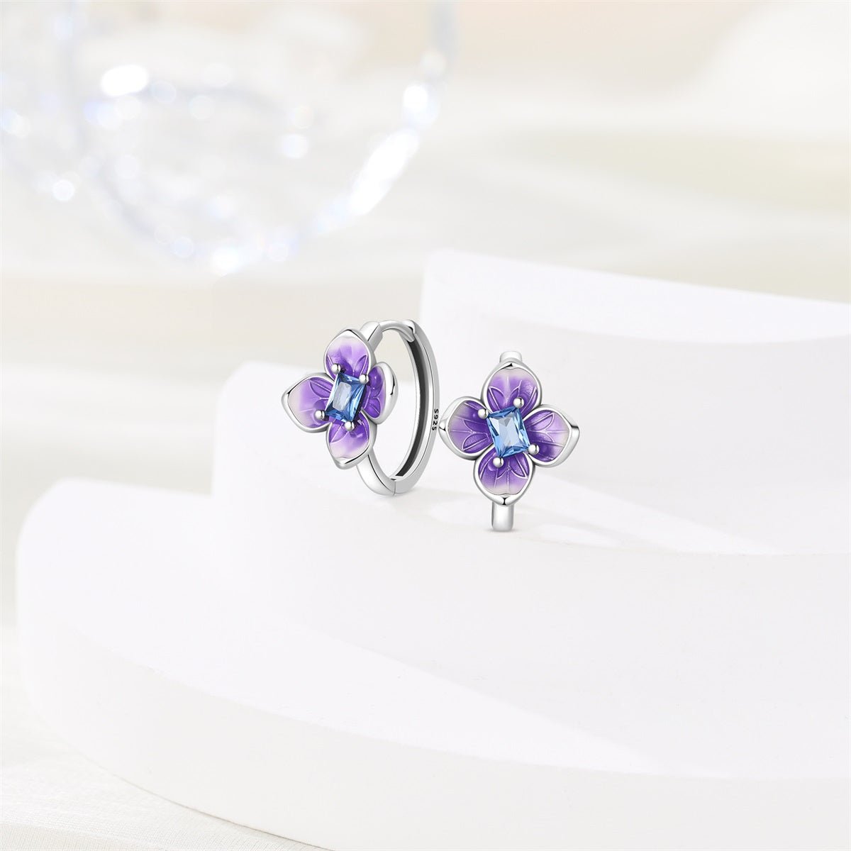 Amarante Jewelry Purple Blossom Flower Hoop Earrings