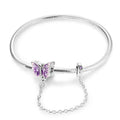 Amarante Jewelry Purple Butterfly Charm Bracelet with Safety Chain