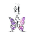 Amarante Jewelry Purple Butterfly & Floral Dangle Charm