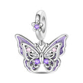 Amarante Jewelry Purple Butterfly with Flowers Dangle Charm