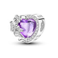 Amarante Jewelry Purple Heart with Butterfly & Crystal Accents Charm