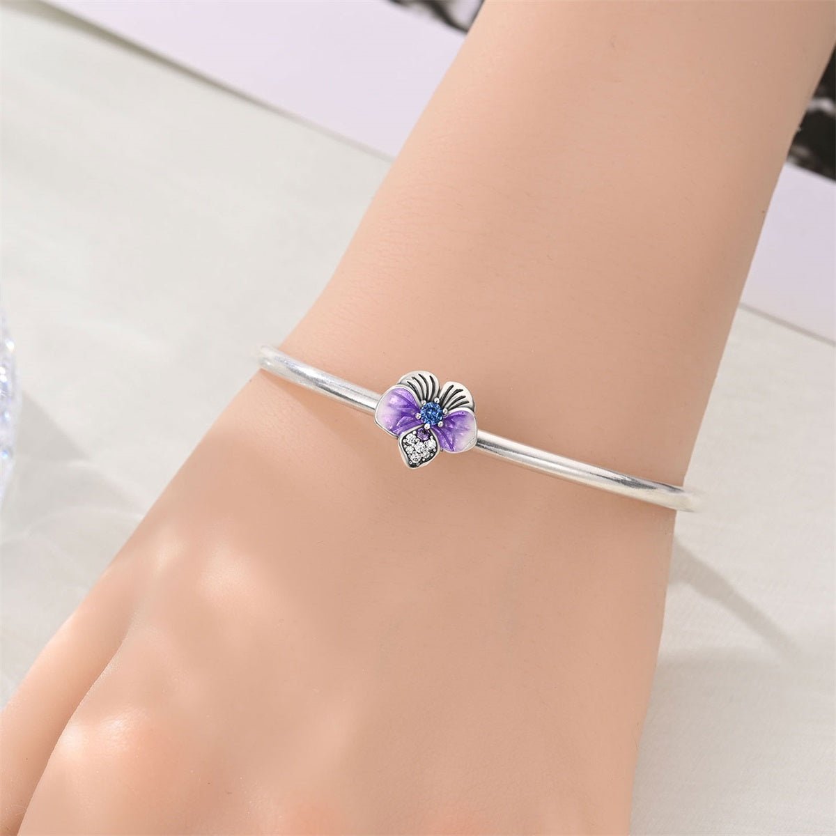 Amarante Jewelry Purple Orchid Flower Charm