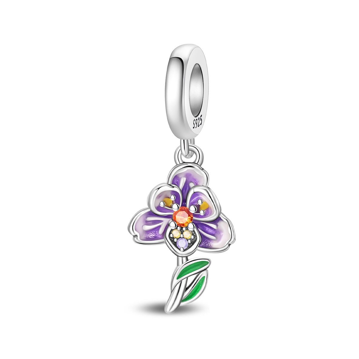 Amarante Jewelry Purple Orchid Flower Dangle Charm
