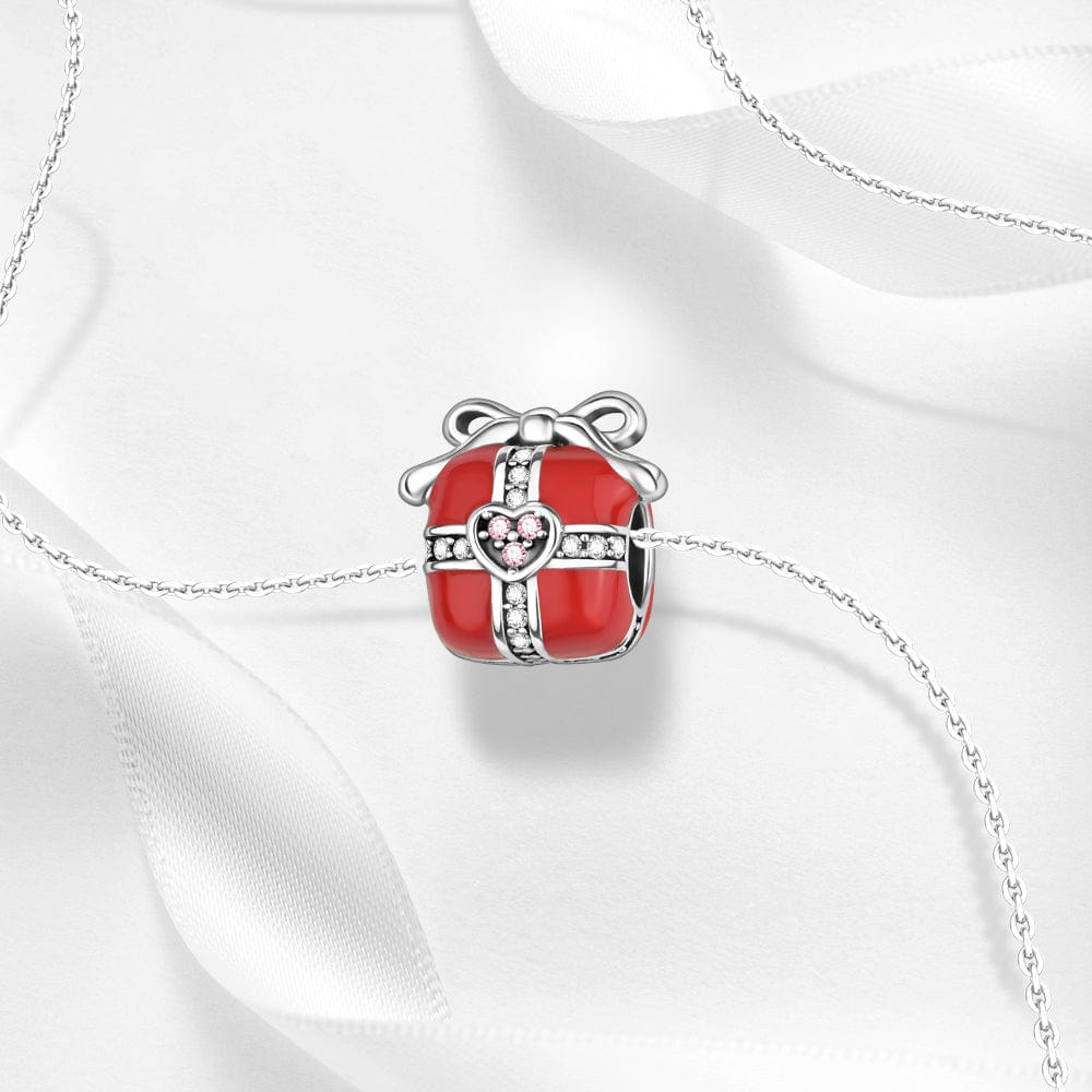Amarante Jewelry Radiant Red Gift Box Charm with Heart Accent