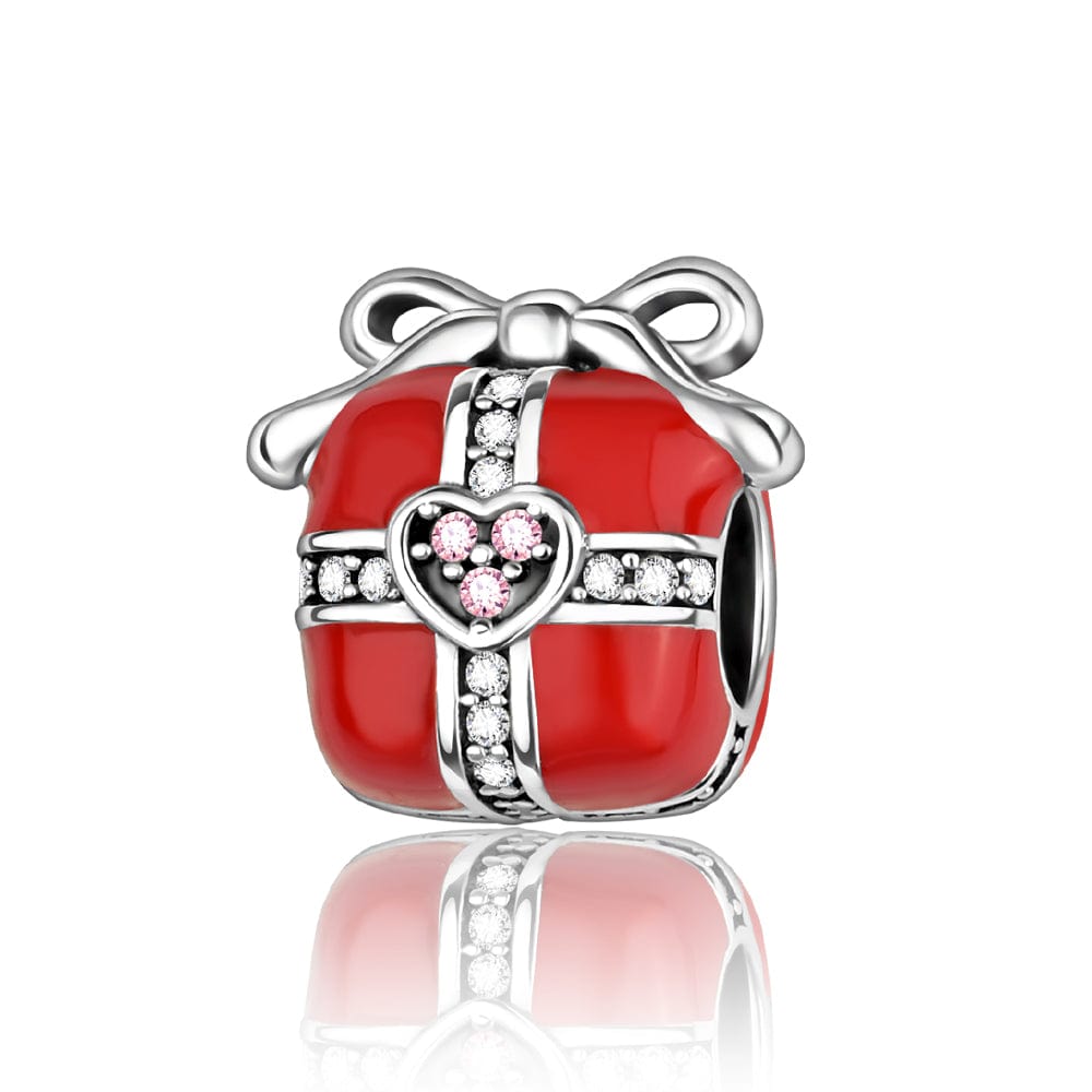 Amarante Jewelry Radiant Red Gift Box Charm with Heart Accent