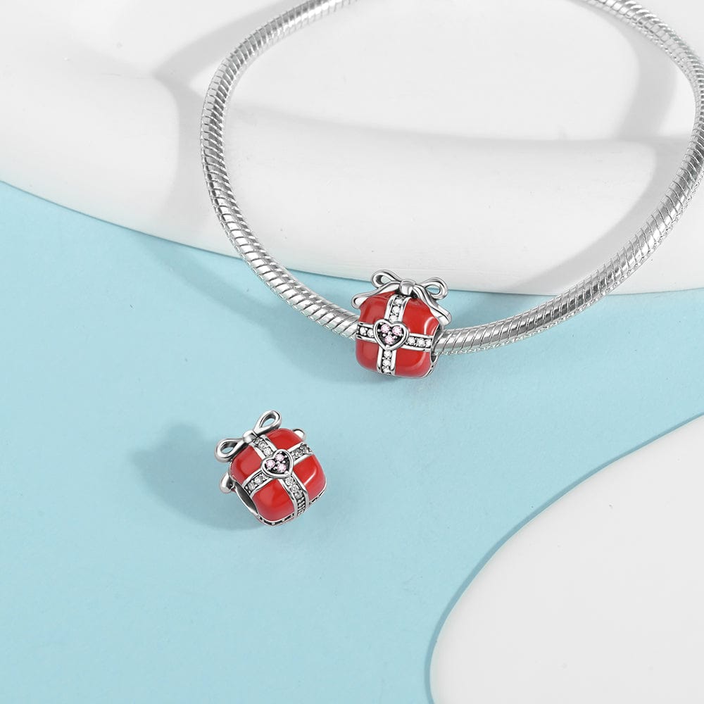 Amarante Jewelry Radiant Red Gift Box Charm with Heart Accent