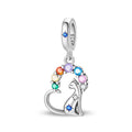 Amarante Jewelry Rainbow Gems & Sitting Cat Dangle Charm