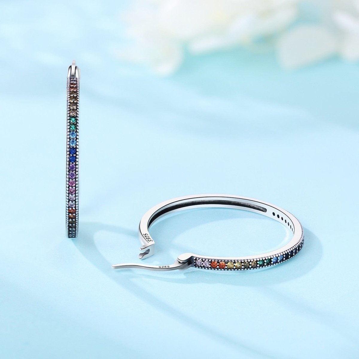 Amarante Jewelry Rainbow Gemstone Hoop Earrings