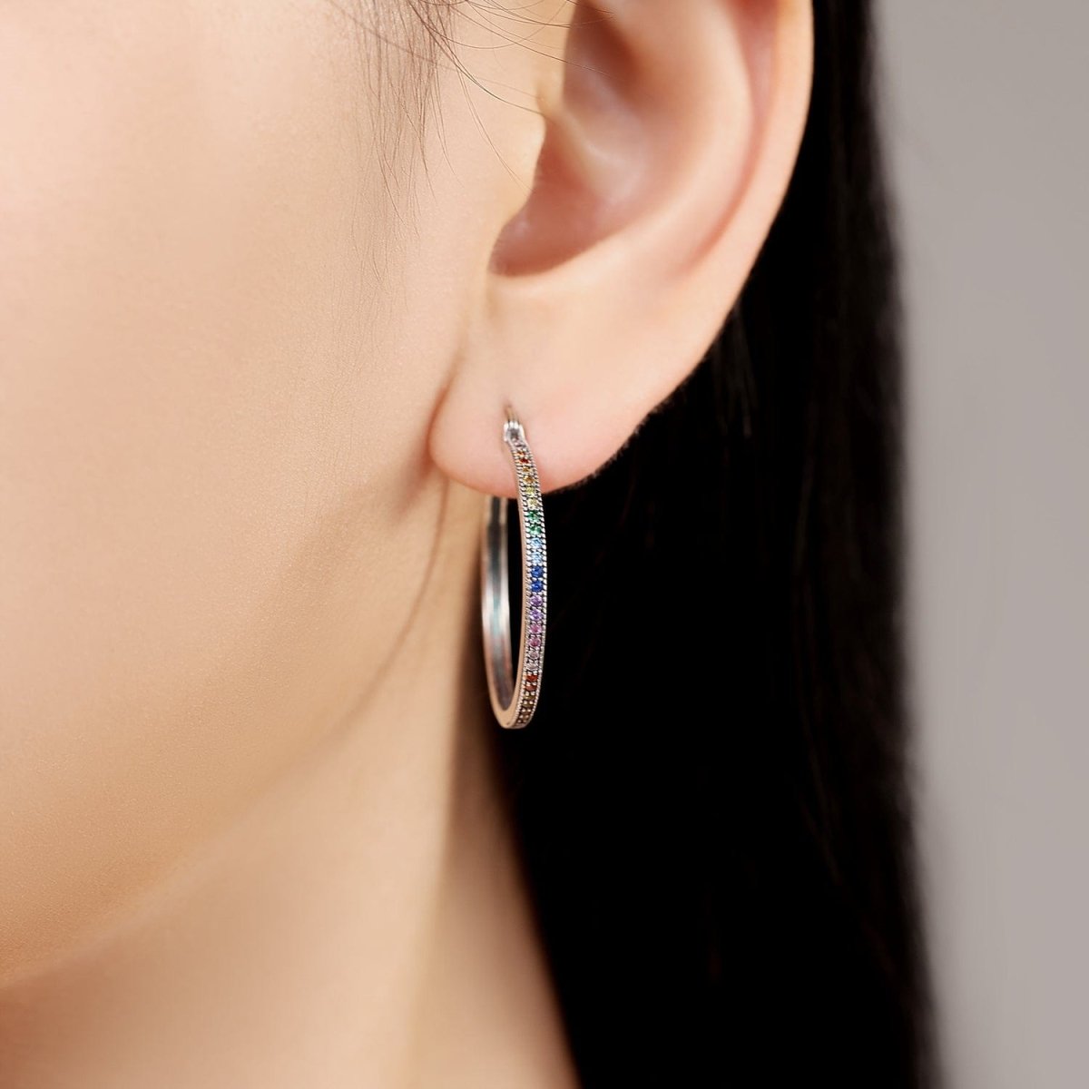 Amarante Jewelry Rainbow Gemstone Hoop Earrings