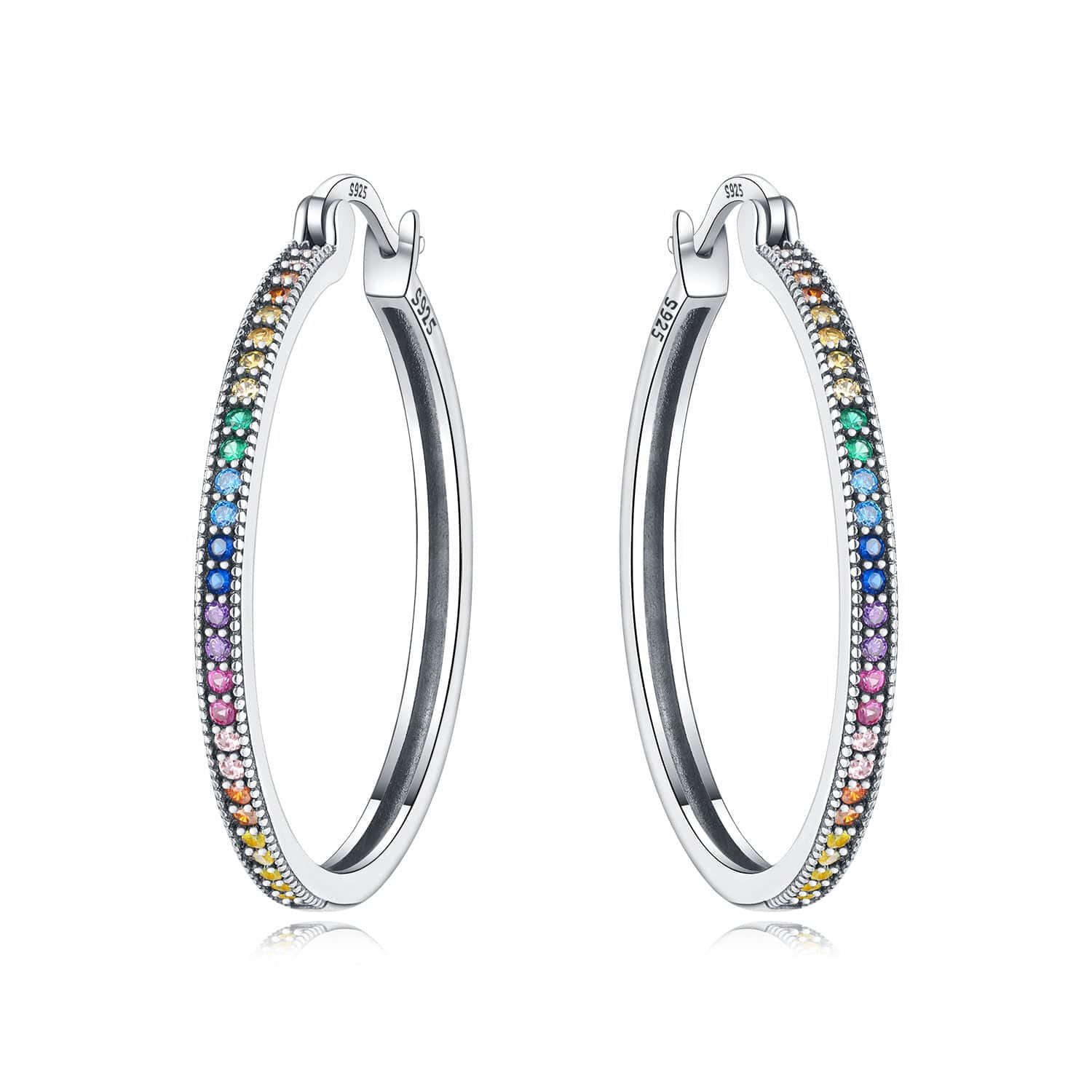 Amarante Jewelry Rainbow Gemstone Hoop Earrings