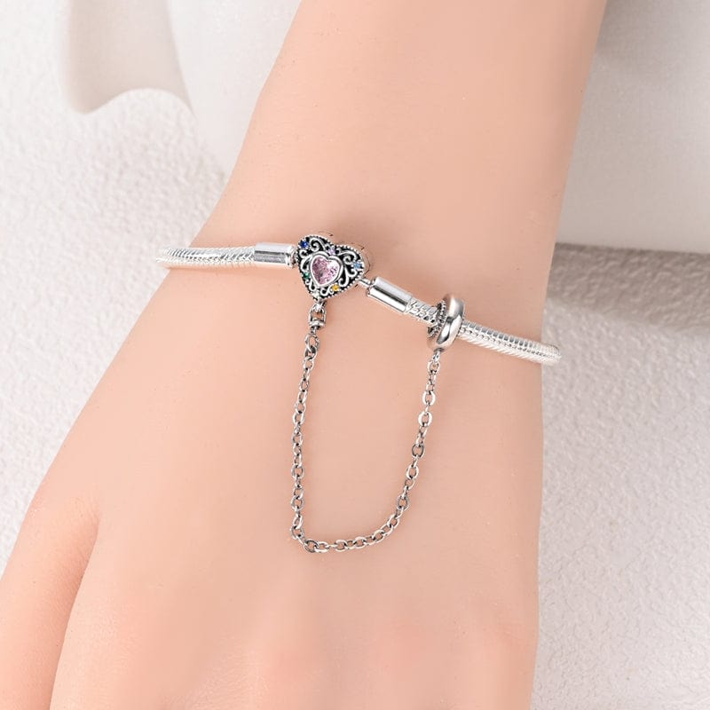 Amarante Jewelry Rainbow Heart Bracelet with Safety Chain