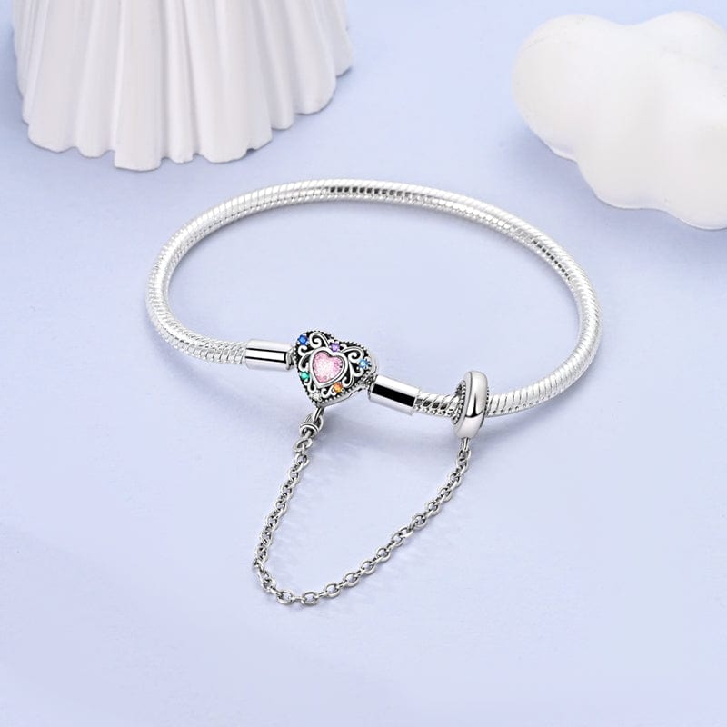 Amarante Jewelry Rainbow Heart Bracelet with Safety Chain