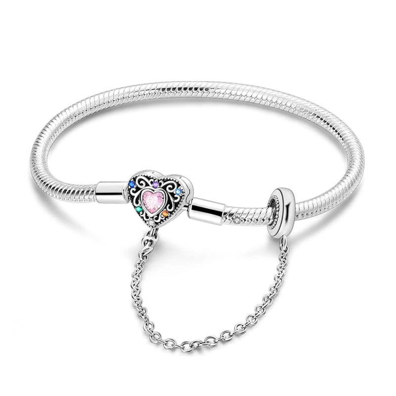 Amarante Jewelry Rainbow Heart Bracelet with Safety Chain