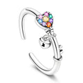 Amarante Jewelry Rainbow Heart & Lock Sterling Silver Adjustable Ring