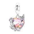 Amarante Jewelry Rainbow Heart with Butterfly & Flowers Dangle Charm