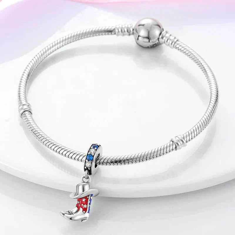 Amarante Jewelry Red & Blue Cowboy Boots Hat Dangle Charm
