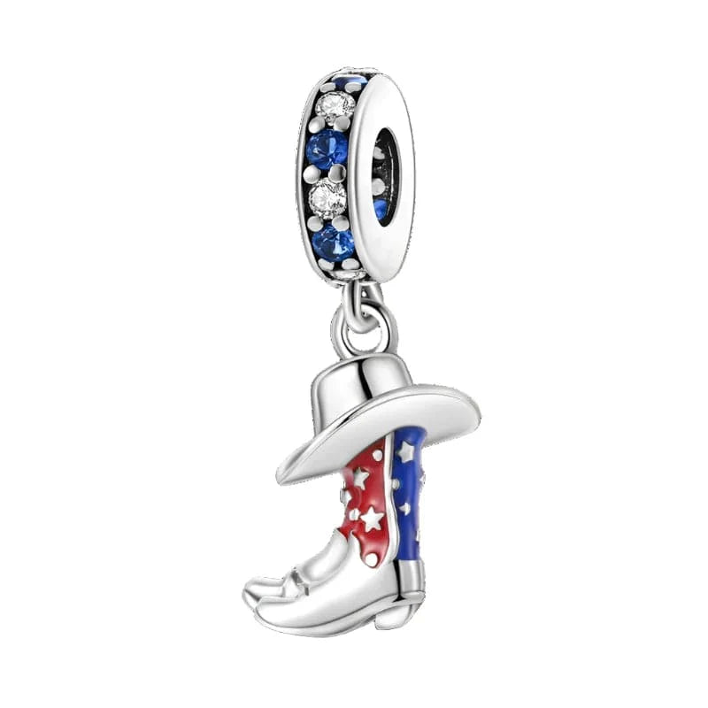 Amarante Jewelry Red & Blue Cowboy Boots Hat Dangle Charm