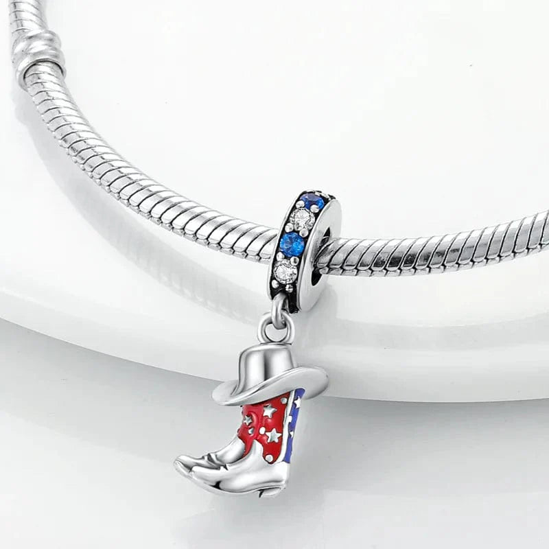 Amarante Jewelry Red & Blue Cowboy Boots Hat Dangle Charm