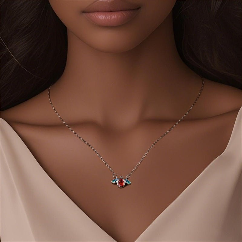 Amarante Jewelry Red & Blue Enamel Bee Necklace