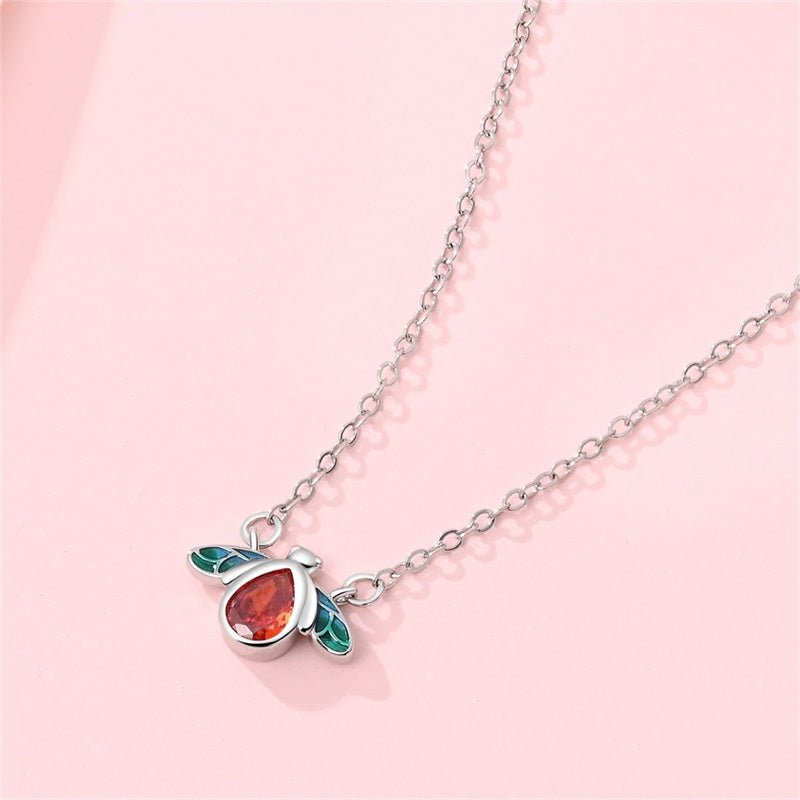 Amarante Jewelry Red & Blue Enamel Bee Necklace