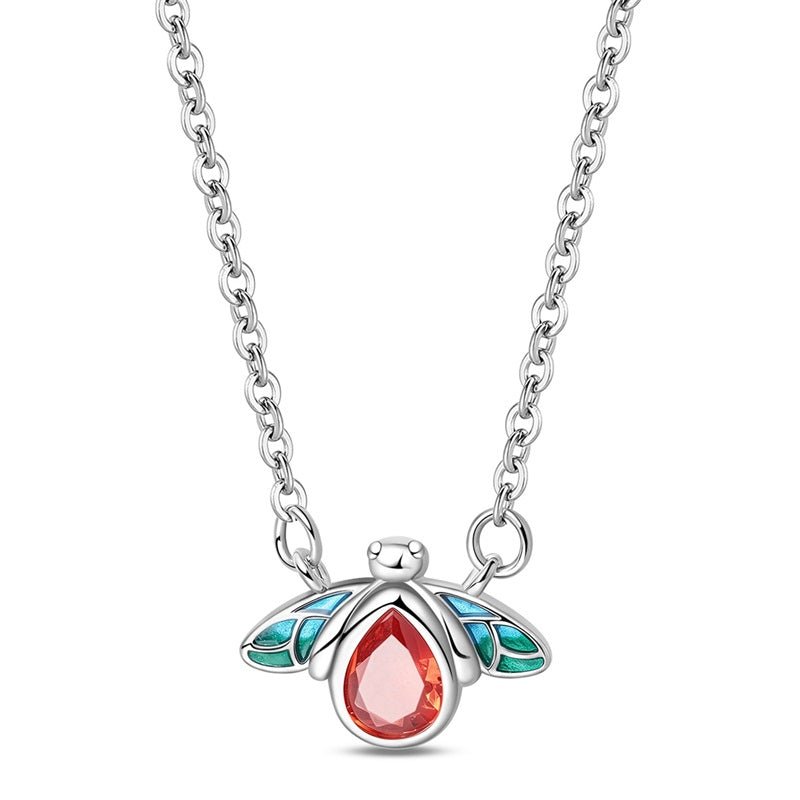 Amarante Jewelry Red & Blue Enamel Bee Necklace