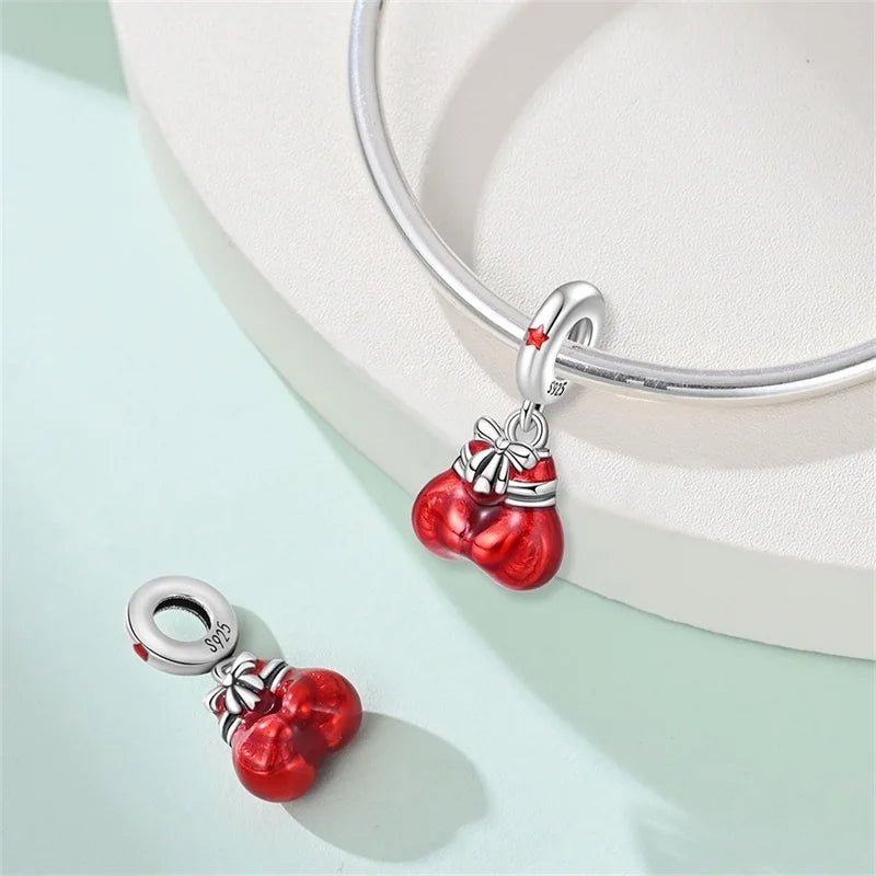 Amarante Jewelry Red Boxing Gloves with Bow Dangle Charm
