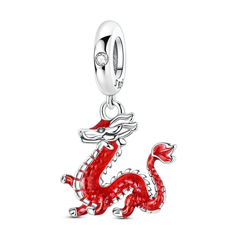 Amarante Jewelry Red Chinese Dragon Dangle Charm