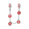 Amarante Jewelry Red Chinese Symbols Blessing Safety Chain