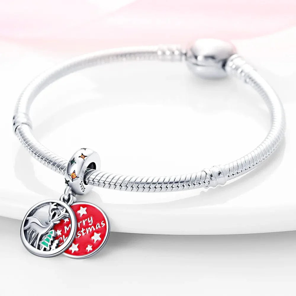 Amarante Jewelry Red Merry Christmas Reindeer Dangle Charm
