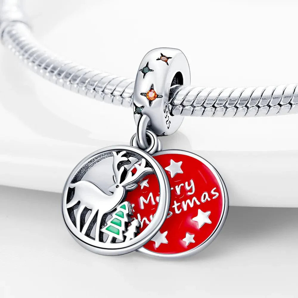 Amarante Jewelry Red Merry Christmas Reindeer Dangle Charm
