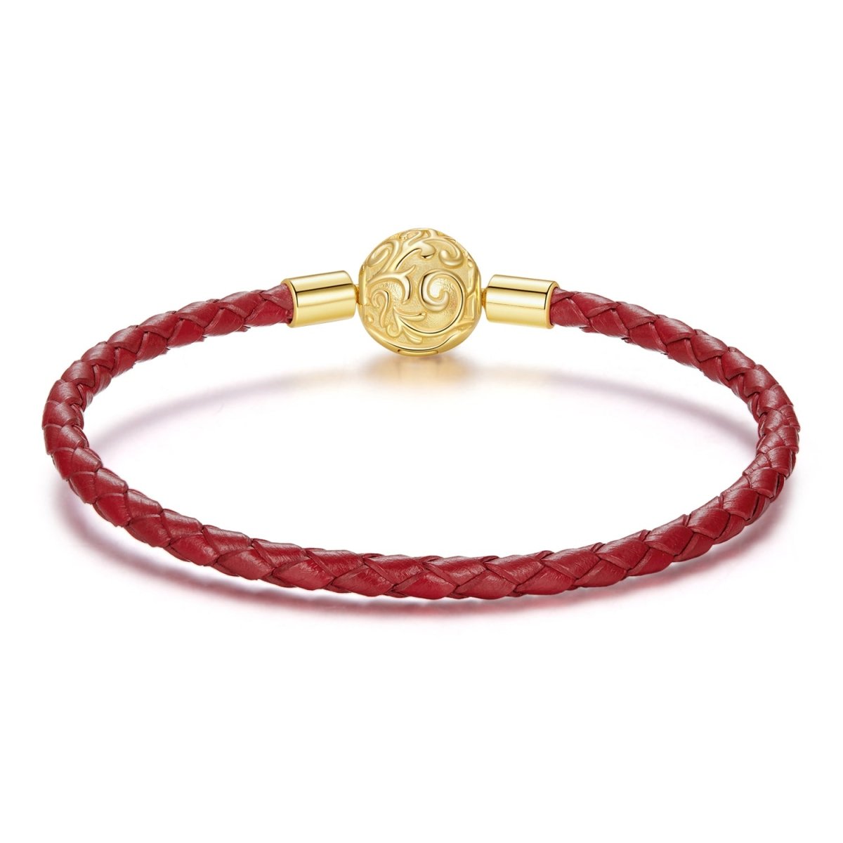 Amarante Jewelry Red Swirl Clasp Leather Charm Bracelet