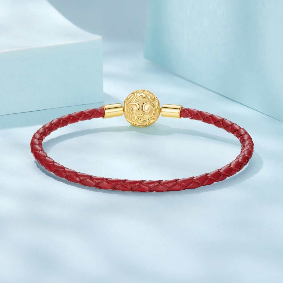 Amarante Jewelry Red Swirl Clasp Leather Charm Bracelet