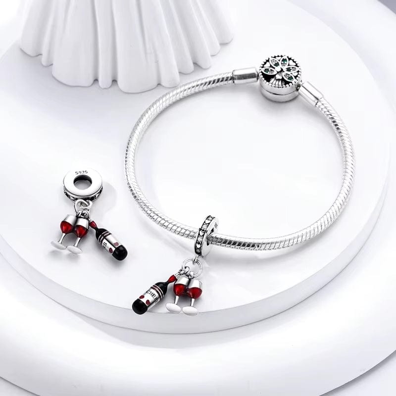 Amarante Jewelry Red Wine & Glasses Dangle Charm