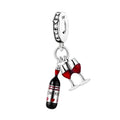 Amarante Jewelry Red Wine & Glasses Dangle Charm