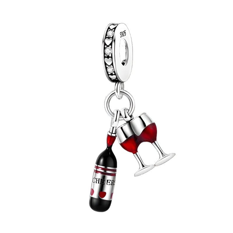Amarante Jewelry Red Wine & Glasses Dangle Charm