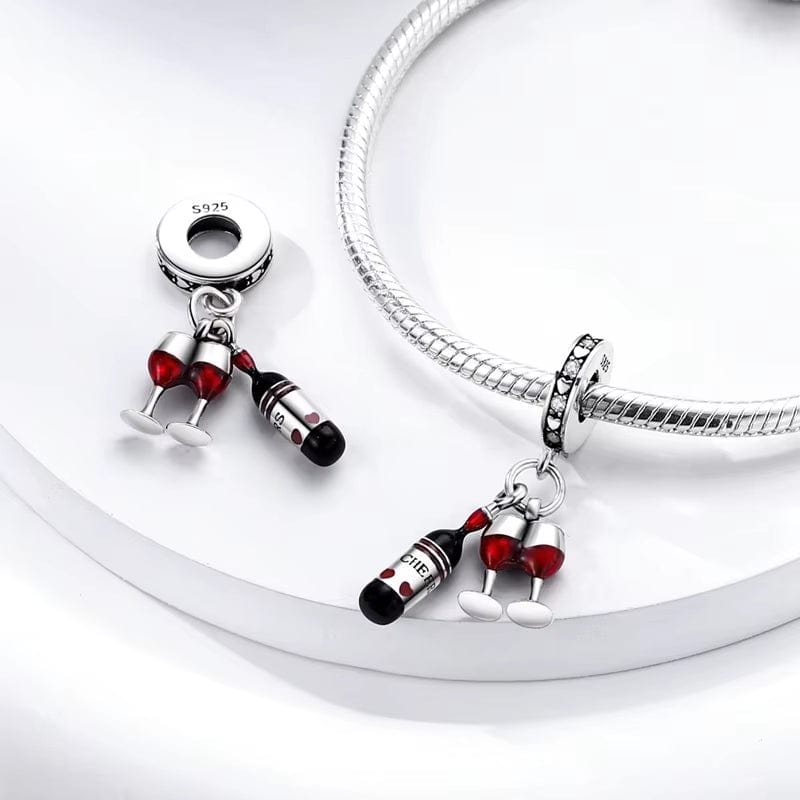 Amarante Jewelry Red Wine & Glasses Dangle Charm