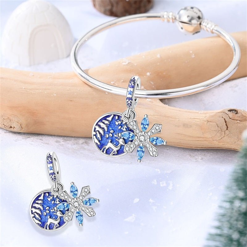Amarante Jewelry Reindeer & Snowflake Winter Night Dangle Charm