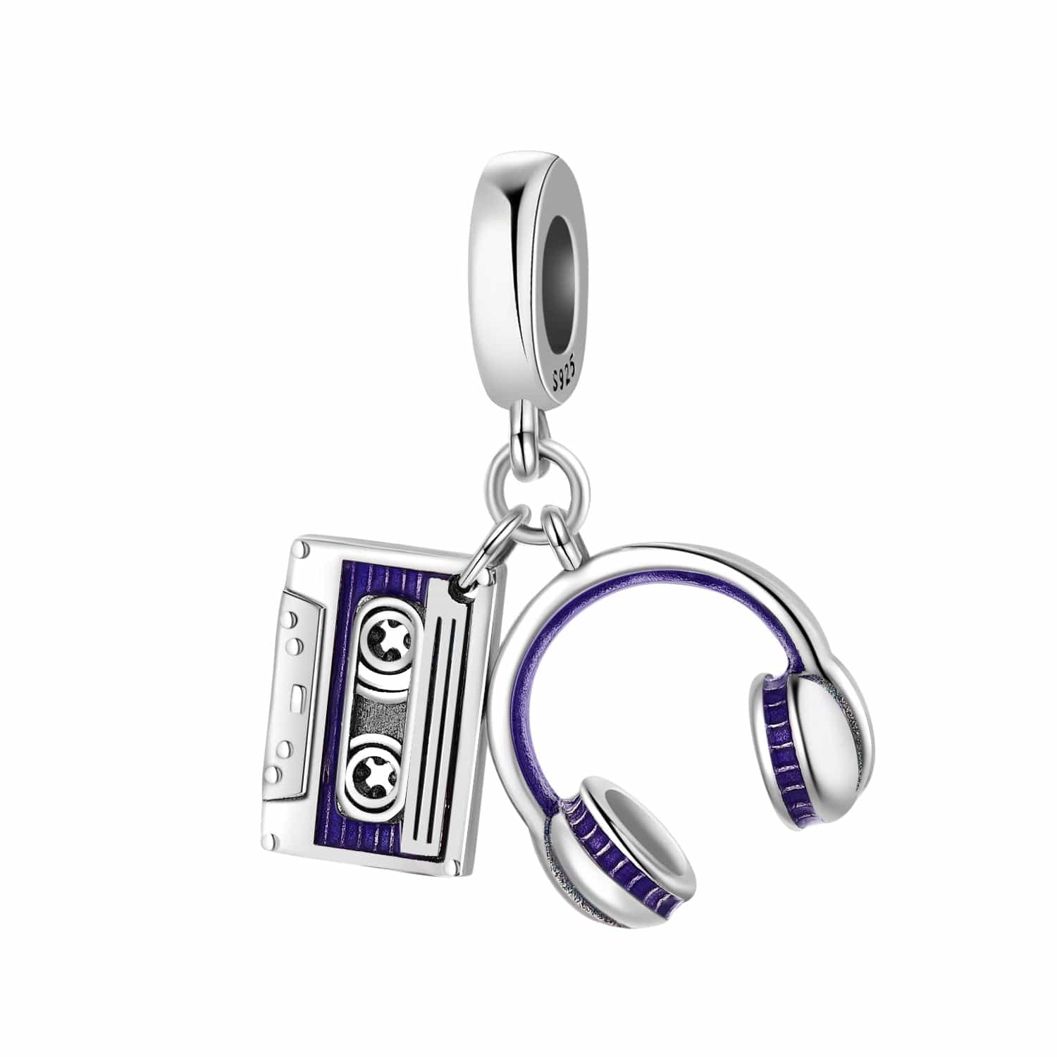 Amarante Jewelry Retro Cassette & Headphones Double Dangle Charm