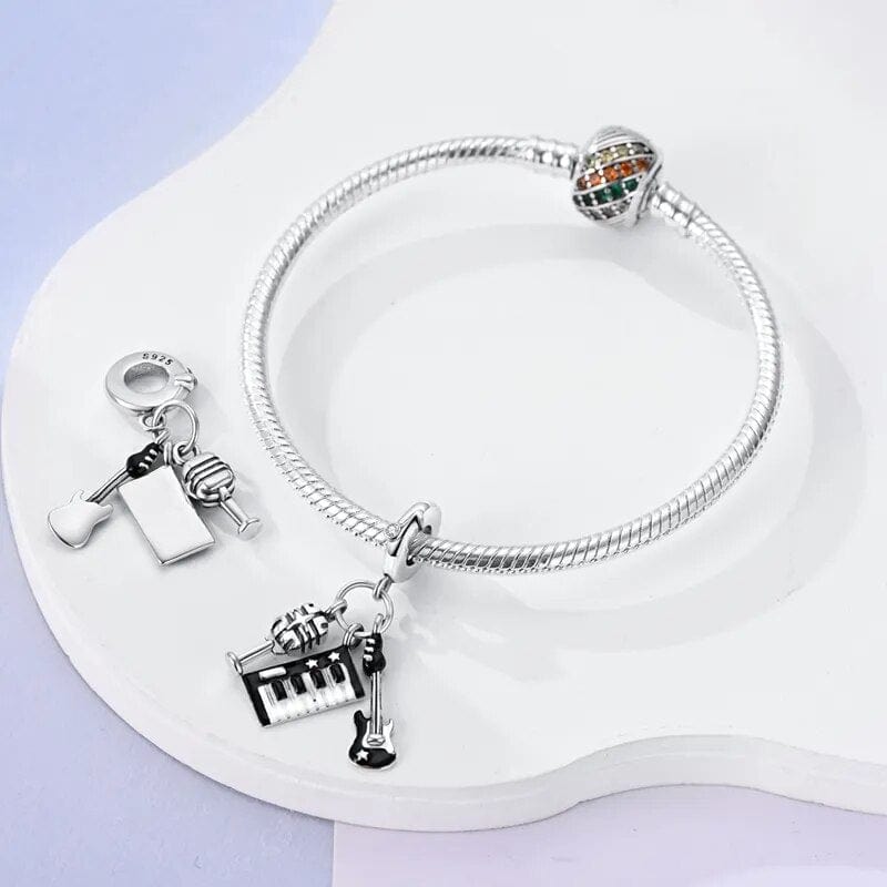 Amarante Jewelry Rock & Roll Charm Set Mic, Guitar, and Piano