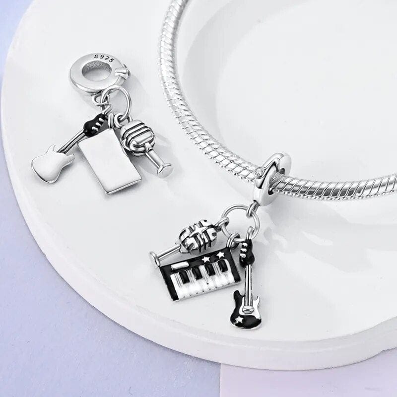 Amarante Jewelry Rock & Roll Charm Set Mic, Guitar, and Piano