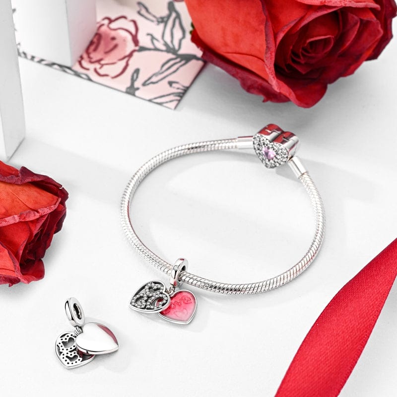 Amarante Jewelry Romantic Rose Heart Charm