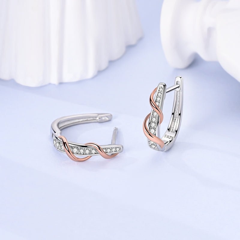 Amarante Jewelry Rose Gold & Silver Twisted Hoop Earrings