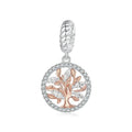 Amarante Jewelry Rose Gold Tree of Life with Sparkling Crystal Halo Dangle Charm
