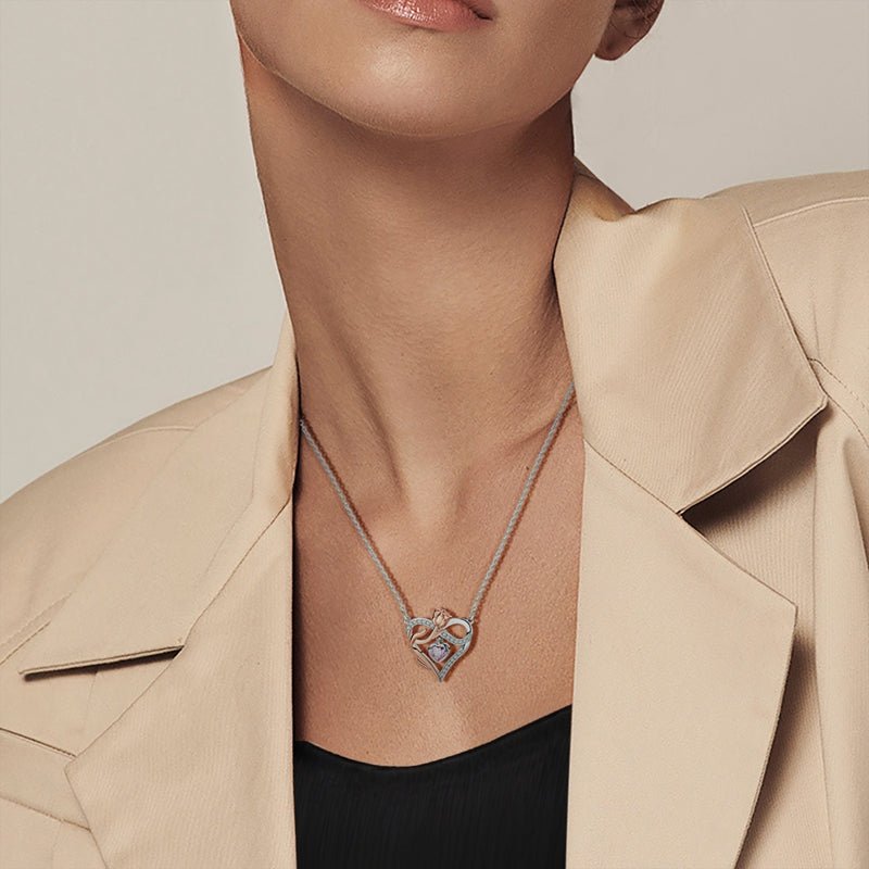 Amarante Jewelry Rose & Heart Infinity Necklace