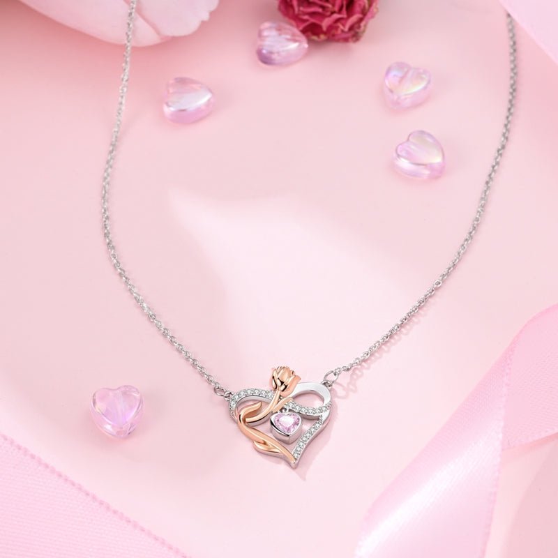 Amarante Jewelry Rose & Heart Infinity Necklace