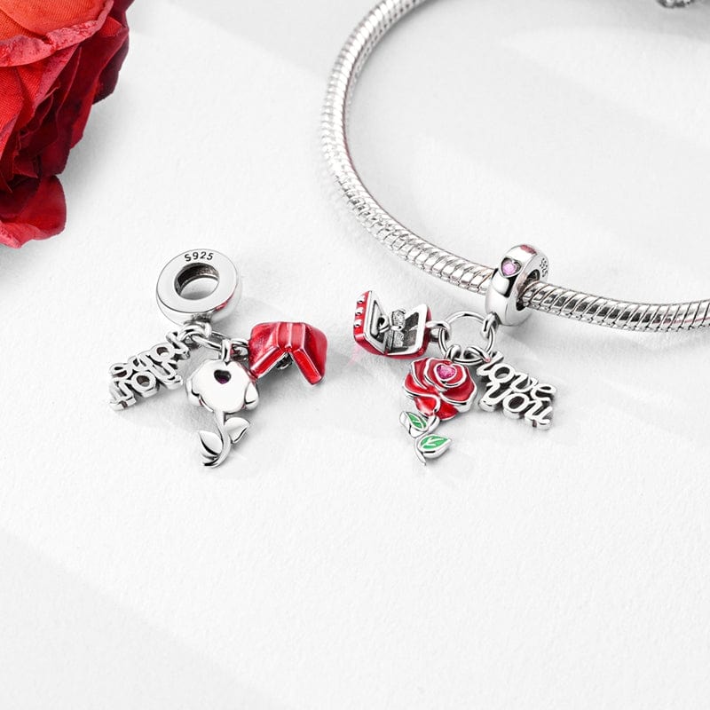 Amarante Jewelry Rose & Love You Message Charm