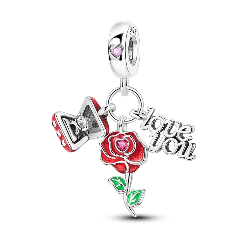 Amarante Jewelry Rose & Love You Message Charm